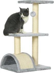 PawHut 72 cm Macska Torony Plüss Golyal és Zsinóros Oszlopokkal, Platformmal, Kaparó Paddal, Több Szintes Macska Fa, Mászó Fa Közepes Méretű Macskákna
