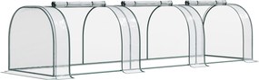 Outsunny Kicsi Üvegház 350x100x80 cm Kert Üvegház 3 Felgombolható Ablakkal Acél Kerettel Zöldségekhez, Növényekhez, Virágokhoz Átlátszó | Aosom