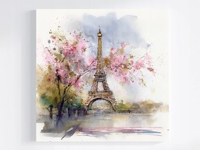 Canvas Vászonkép Franciaország Párizs Eiffel-torony Cseresznyevirágok 40x40