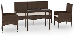 4 részes barna polyrattan kerti ülőgarnitúra párnákkal