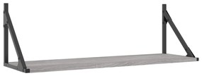 2 db szürke sonoma színű szerelt fa fali polc 80 x 25 x 25,5 cm