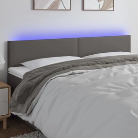 szürke műbőr LED-es fejtámla 180 x 5 x 78/88 cm