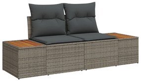 7 Darab Kerti Kanapé Szett Párnákkal Szürke Poli Rattan Acacia