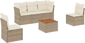 vidaXL 6 részes bézs polyrattan kerti ülőgarnitúra párnával