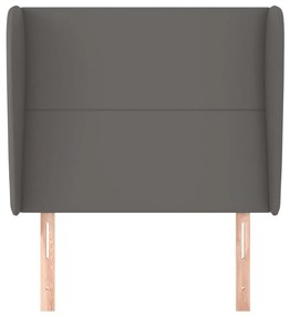 szürke műbőr fejtámla szárnyakkal 83 x 23 x 118/128 cm