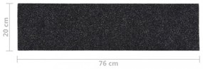 15 db fekete négyszögletes öntapadó lépcsőszőnyeg 76 x 20 cm