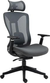 Vinsetto Ergonomikus irodai szék, 135-os dőlésszög, állítható magasság 3D, szürke
