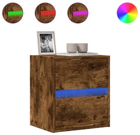 füstös tölgy színű fali TV-szekrény LED-ekkel 41x31x45 cm