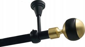 Függönykarnis szimpla Mennyezeti Fém 19mm Fekete Matt 400cm Gömb Nagy Kerekek Nélkül