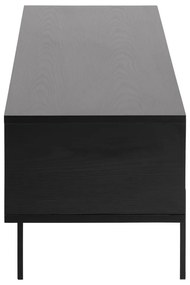 Fekete TV-állvány kőrisfa dekorral 140x45 cm Angus – Actona