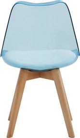 Szék, átlátszó kék, akril/ekobőr/bükk, BALI 2 NEW
