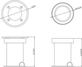 Globo 31100 Taposólámpa, üveg, akril, terhelhető: 2000kg, IP65, ø: 110, M:115, kivágás Ø 93mm, exkl. 1xGU10 15W 230V