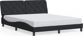 vidaXL fekete bársony ágykeret matrac nélkül 160 x 200 cm