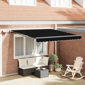 Kézi Behúzható Napellenző LED Fekete 300x250 cm