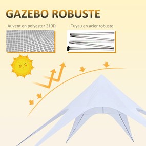 Outsunny XXL Kerti Csillag Sátor Esőálló Ponyva Napernyő Kemping Vászon 10 x 10 x 4 m Magas Sűrűségű 210D Vízálló Világoskék Poliészter | Aosom
