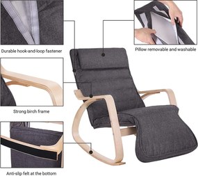 Hintaszék 5 irányban állítható lábtartóval, maximális terhelés 150 kg