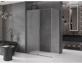 Mexen Velar, tolóajtós zuhanykabin 140 x 75 cm, 8 mm-es mattüveg, polírozott grafit, 871-140-075-31-66