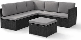 AVENBERG VIS Kerti rattan garnitúra - fekete/sötétszürke