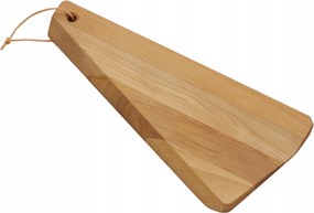 Bükkfa vágódeszka, szabálytalan formájú, olajozott, 28x14 cm-es, fa vágódeszka akasztóval