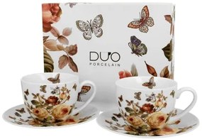 Porcelán virágos csésze + alj 270 ml 2 személyes dobozban Zahra