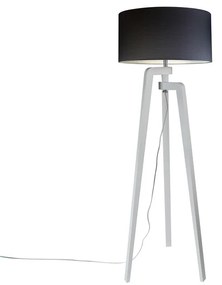 Állólámpa állvány fehér, 50 cm fekete árnyalattal - Puros