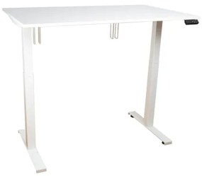 Ergomaster, elektromosan állítható magasságú asztal alumínium lábszerkezettel, 140 cm, fehér asztallap