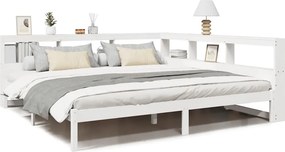 vidaXL fehér tömör fenyőfa könyvespolcos ágy matrac nélkül 180x200 cm