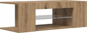 vidaXL kézműves tölgy szerelt fa TV-szekrény LED-ekkel 90x39x30 cm