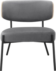 Szürke bársony fotel lábtartóval Jerry – Støraa