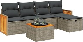 vidaXL 6 részes szürke polyrattan kerti ülőgarnitúra párnákkal
