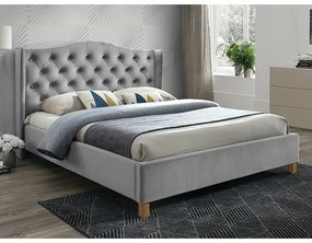 Aspen Bársony ágy 160 x 200 cm, világosszürke