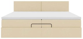 Ottomán ágykeret matraccal krém 200x200 cm anyaggal