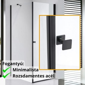 Stuxi Bari Black 80x100 aszimmetrikus nyílóajtós zuhanykabin 6 mm vízlepergető biztonsági üveggel, matt fekete