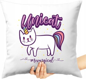 Nyomott Mintás Párna Unicat Meow Aranyos Cica Macska Unikornis Nyomott Minta