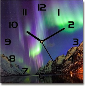 Csendes üveg falióra Északi fény 30x30 cm