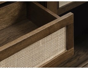 Sötétbarna tálalószekrény tolóajtóval, tölgyfa dekorral 110x160 cm Barrali – Unique Furniture