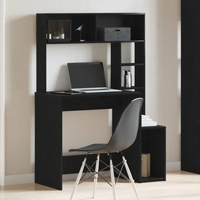 vidaXL fekete szerelt fa íróasztal polcokkal 100x45x140 cm