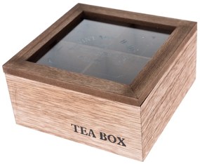 TEA teafiltertartó fadoboz, 16 x 16 x 8 cm