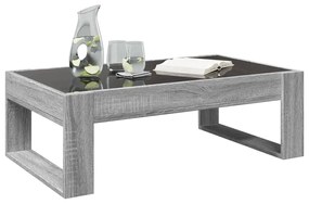 szürke sonoma végtelen hatású LED-es dohányzóasztal 90x53x30 cm