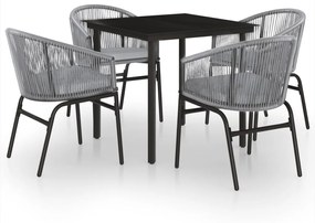 vidaXL 5 részes szürke kerti étkezőgarnitúra