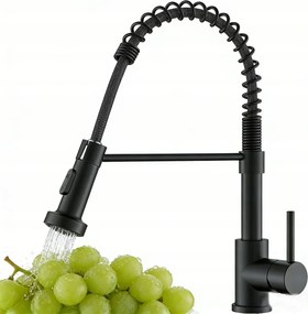 Fekete konyhai csaptelep álló flexibilis kifolyócső magas konyhai csaptelep