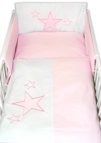 Baby Nellys 5-dílná kiságy készlet Baby Csillagok - rózsaszín 120x90