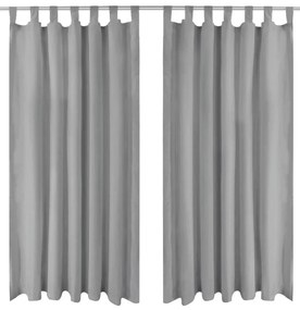 vidaXL 2 db szürke mikroszatén függöny karikákkal 140 x 225 cm