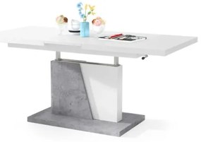 NINO fehér/szürke beton kihúzható, emelhető konferencia/étkezőasztal