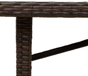 barna polyrattan üveglapos kerti asztal 190 x 80 x 74 cm