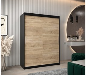 Ruhásszekrény 150 cm Toki (matt fekete + szonoma tölgy). 1064824