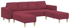 Kanapé Szett 3 pcs bordó szövet