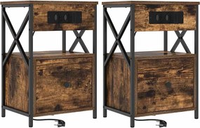 vidaXL Éjjeliszekrény 2 pcs Füstölt tölgy 40 x 31 x 60 cm Faanyag