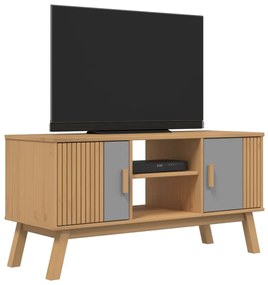 OLDEN szürke és barna tömör fenyőfa TV-szekrény 114x43x57 cm