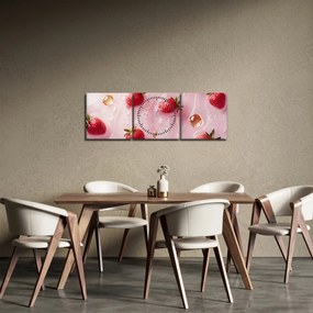 Kép - Eprek buborékokban (órával) (90x30 cm)